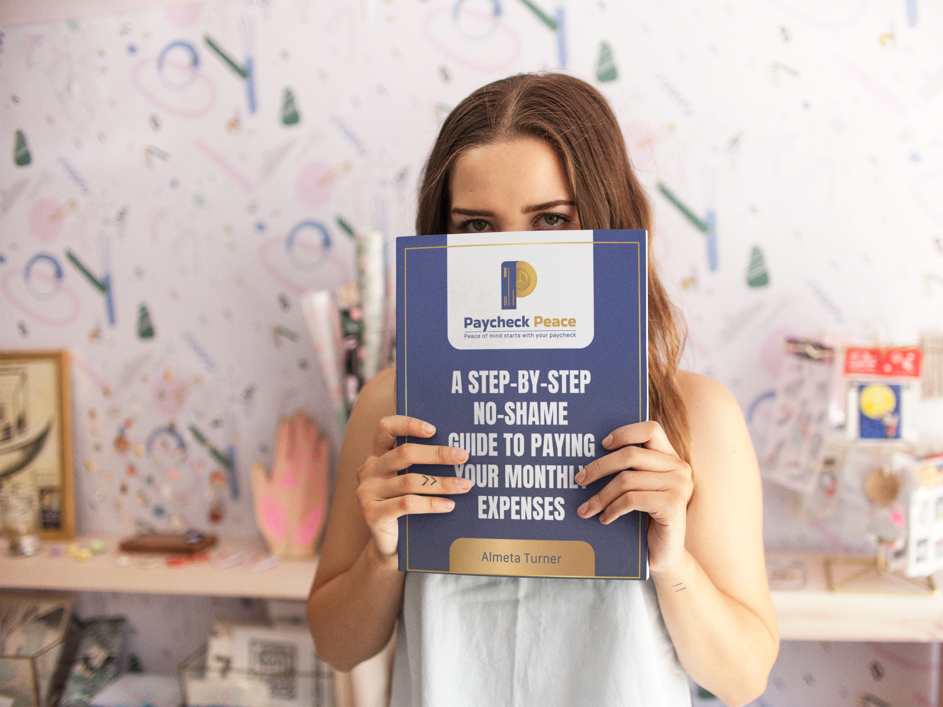 white-girl-with-green-eyes-holding-a-big-book-while-standing-mockup-a14404